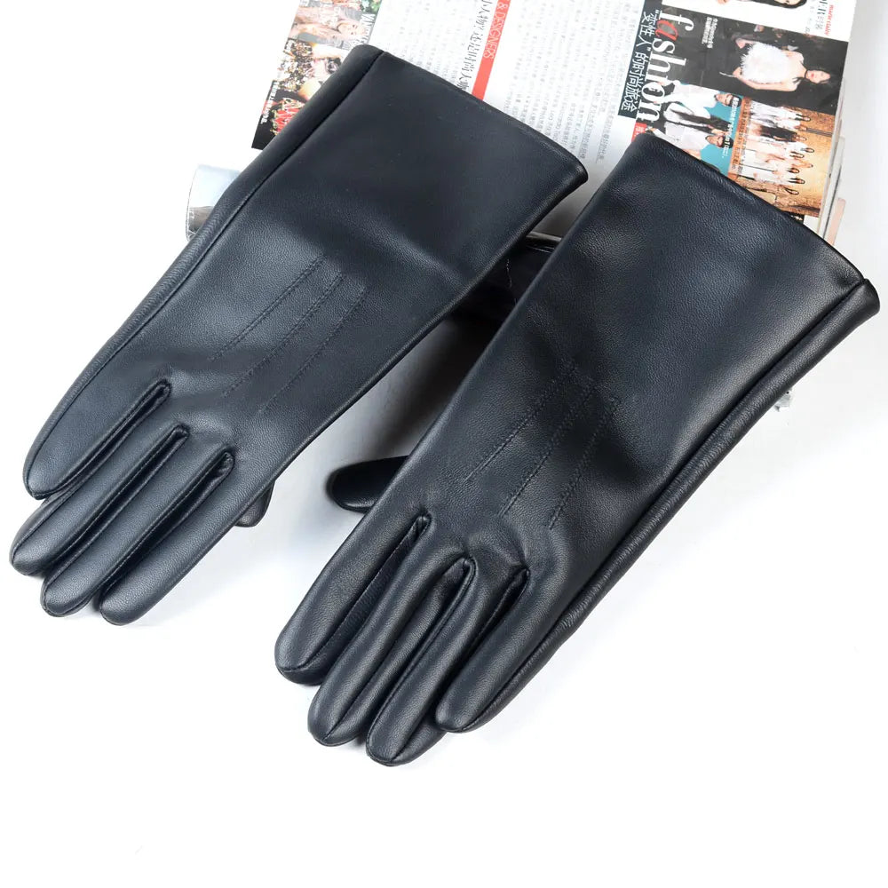 Men's Real Double-Sided Leather Motorcycle Gauntlet Gloves – Winter Warm