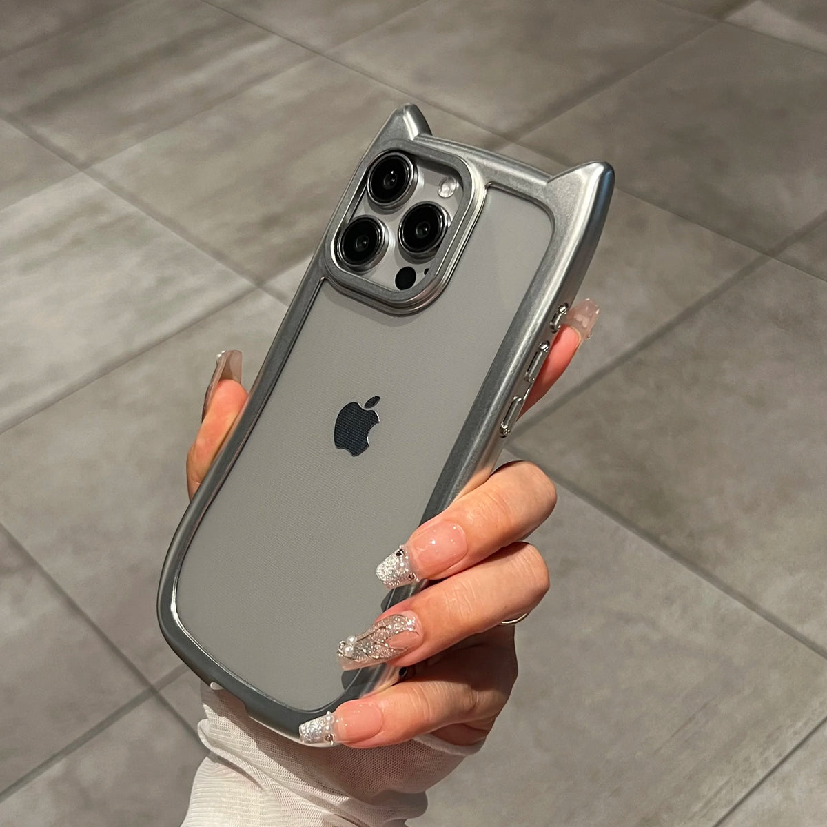 Cat Ear iPhone Case – Chrome Bumper & Clear Silicone | iPhone 11–17