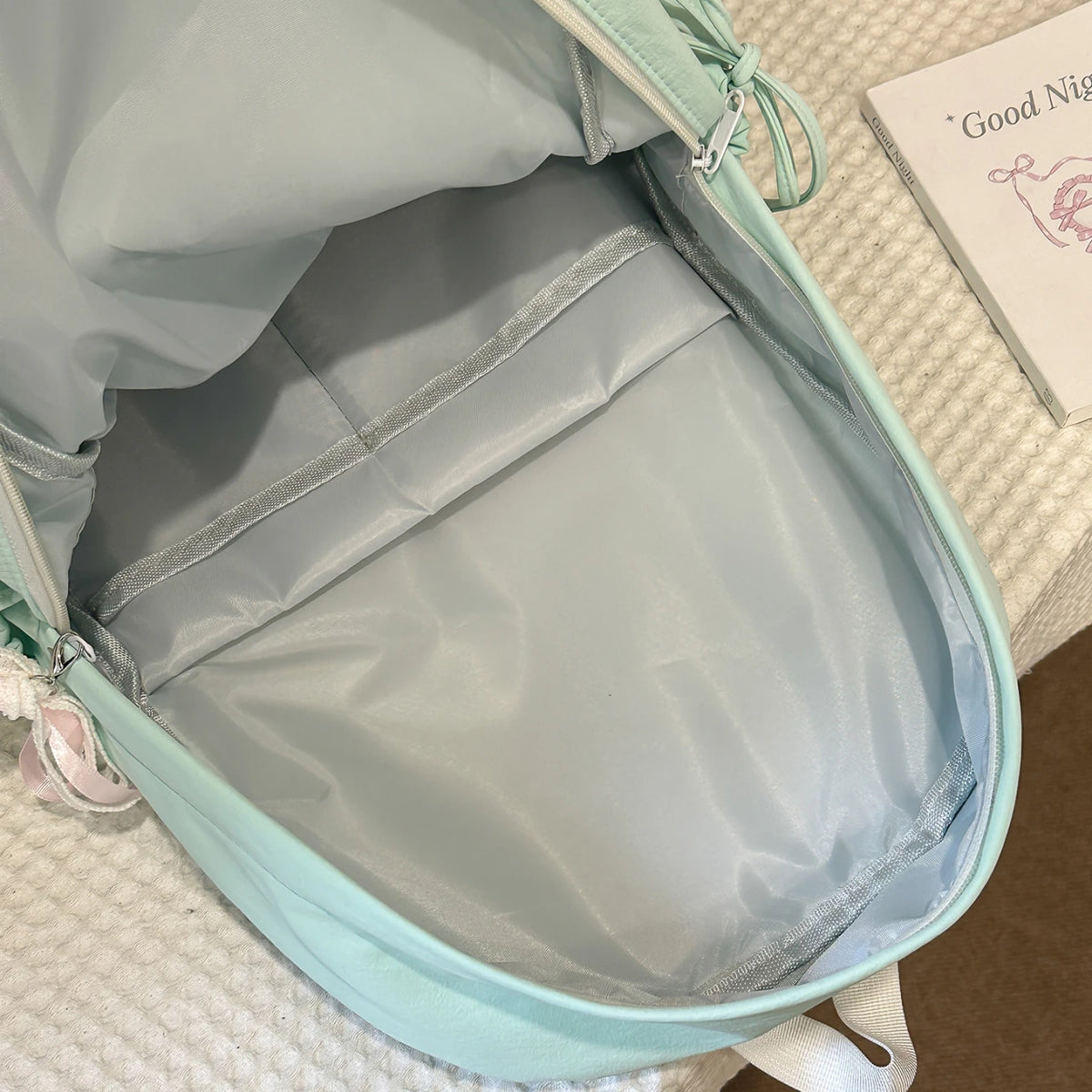 Lace Bow Nylon Backpack – Women's Cute Aesthetic School Bag