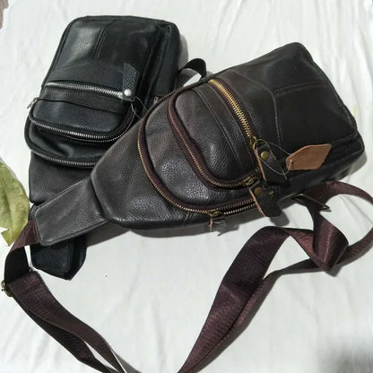 Genuine Leather Men's Sling Bag & Chest Pack