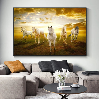 Wild Horse Canvas Wall Art – Majestic Running Stallion Poster Print