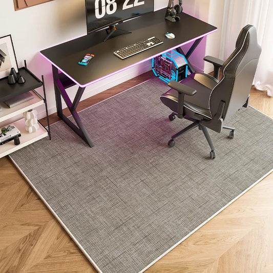 Gaming Chair Mat – Minimalist Grey Rug, Stain Resistant Floor Carpet
