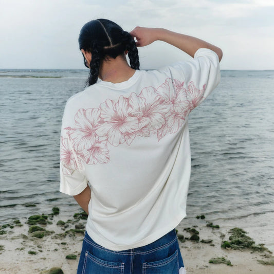 Flower Embroidery Heavyweight Cotton T-Shirt – Y2K Unisex Loose Fit Tee