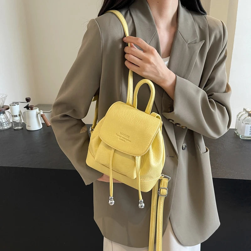Candy Color Women's Cute Small Pu Leather Backpacks