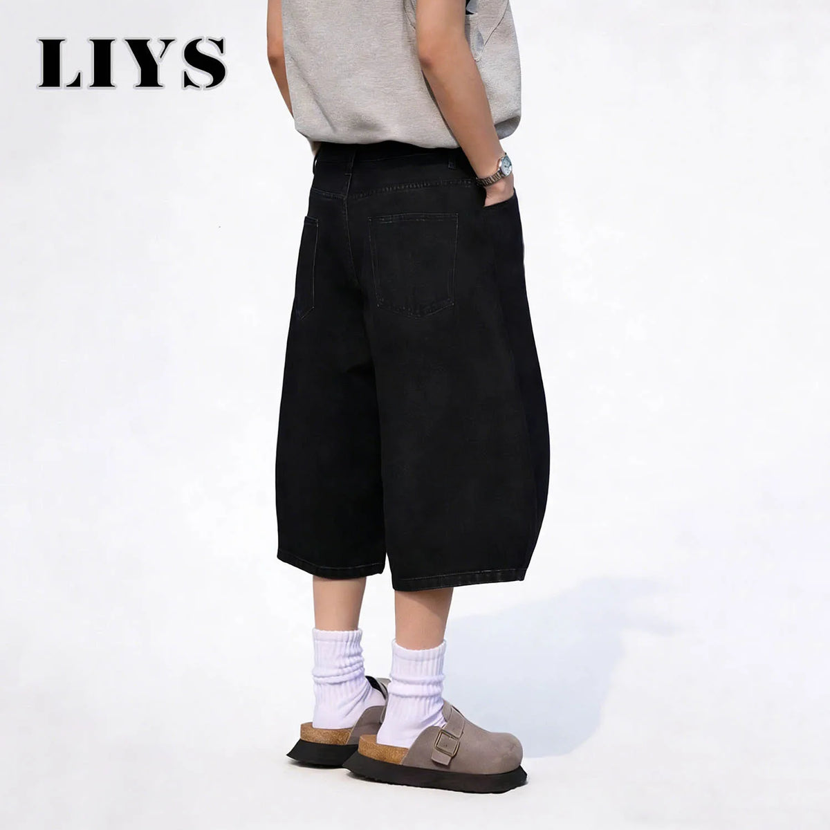 Baggy Black Denim Shorts – Wide Leg Unisex Streetwear