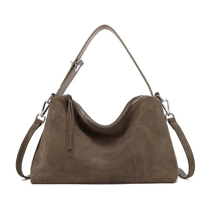 Russian Women's Genuine Suede Cowhide Leather Shoulder Bag