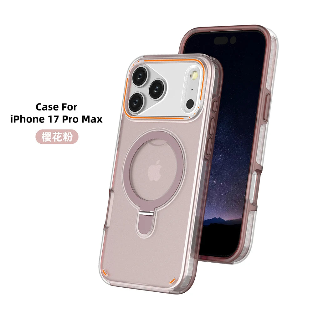 MagSafe Magnetic Ring Stand Matte Phone Case – iPhone 11 to 17 Series
