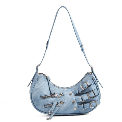 Vintage PU Leather Shoulder Bags For Women Y2K Trendy