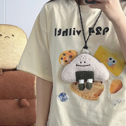 Japanese Kawaii Bag New Women Cartoon Rice Ball Plush Shoulder Bags