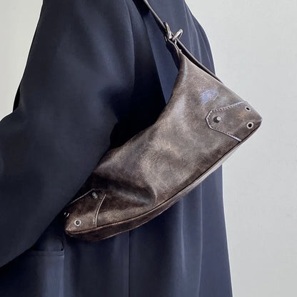 Pu Leather Retro Women's Underarm Bag Cool Y2k Girls