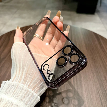 Glitter Transparent iPhone Case with Electroplated Frame – iPhone 11–17 Series