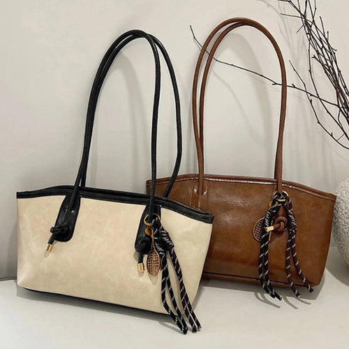 PU Leather Shoulder Bag for Women Y2K Simple Fashion Girl Handbag
