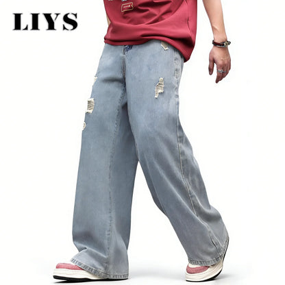 Baggy Wide Leg Ripped Jeans – Men's Oversized Streetwear Denim