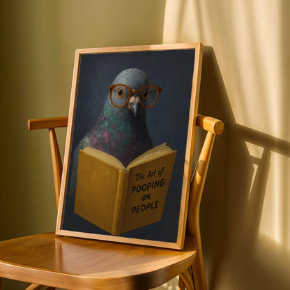 Funny Pigeon Wall Art – Humorous Bathroom Poster Print