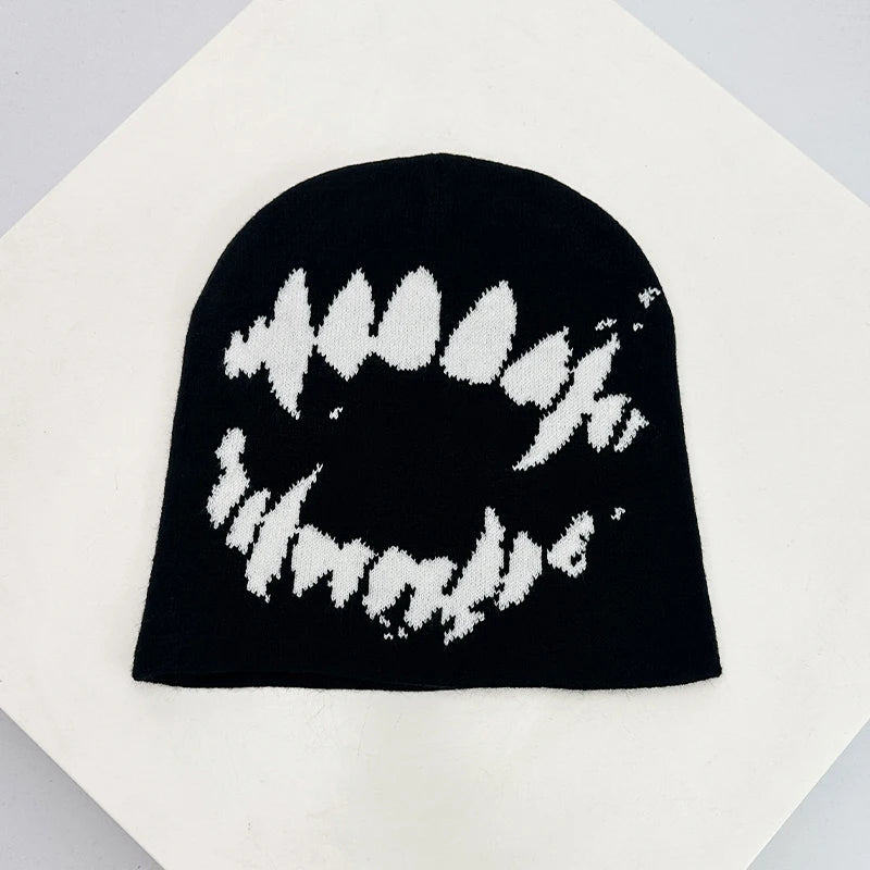 Hip Hop Letter Print Knitted Beanie Hat – Streetwear