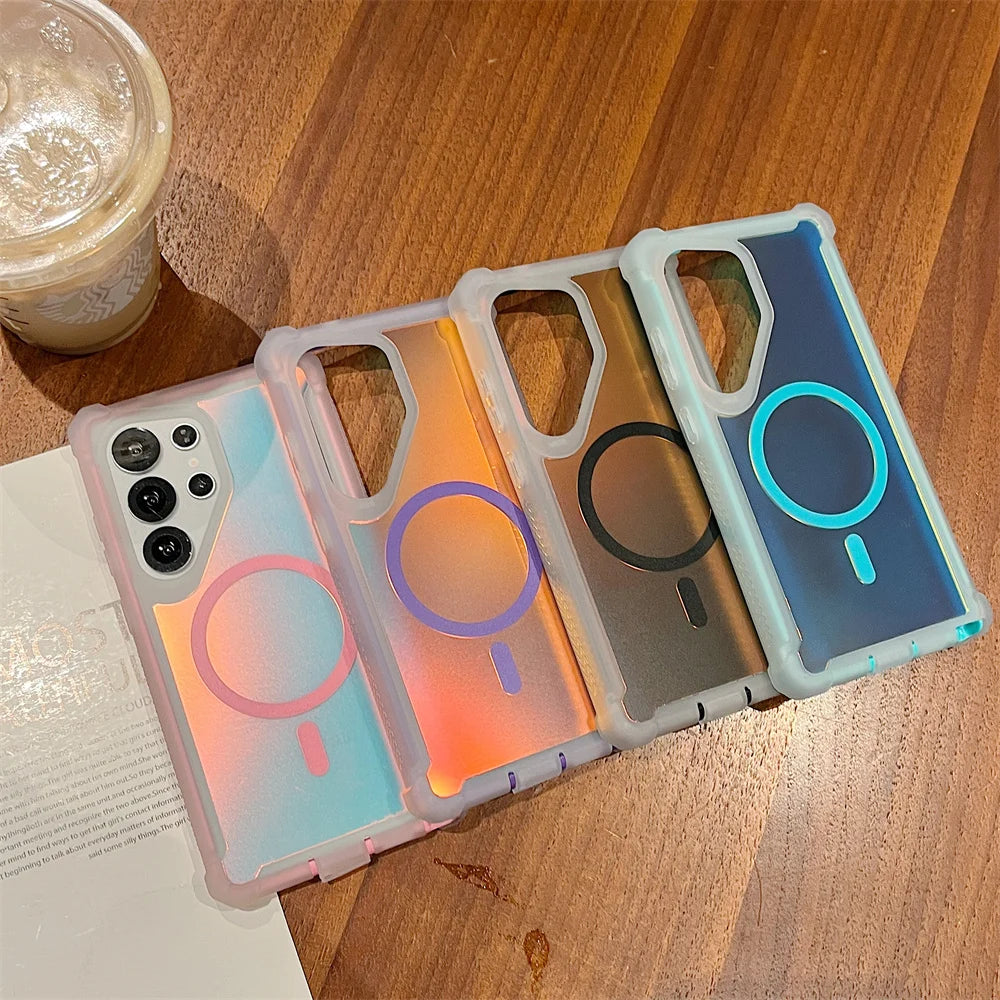Magnetic Shockproof Samsung Case – Color-Changing Armor Cover