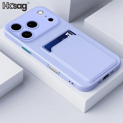 Silicone Card Holder iPhone Case – Wallet Slot Back Cover