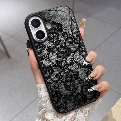 Lace Floral Pattern Silicone iPhone Case – Elegant Glossy Cover