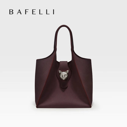 Genuine Leather Tote Handbag with Panther Clasp – Luxury Women's Bag