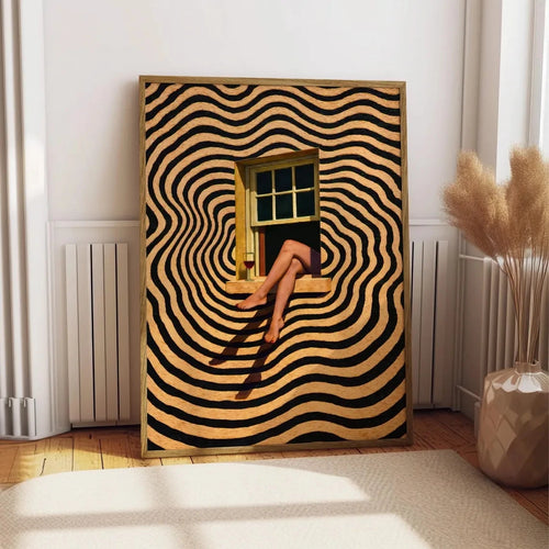 Surreal Woman Legs Window Canvas Poster – Abstract Wall Art