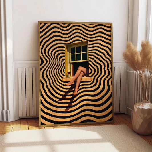 Surreal Woman Legs Window Canvas Poster – Abstract Wall Art