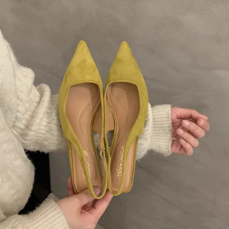 Women's Pointed-Toe Slingback Heels – Low Heel Dress Sandal