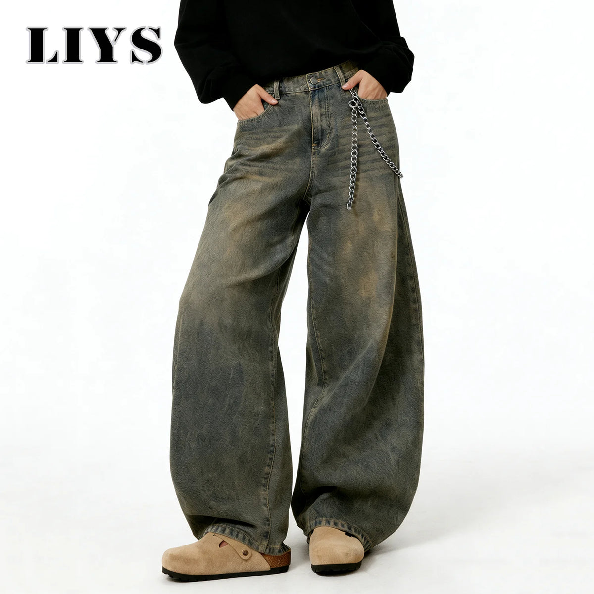 Men's Distressed Baggy Wide Leg Jeans – Y2K Streetwear