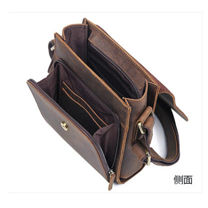 Men's Genuine Leather Messenger Bag – Vintage Crazy Horse Crossbody