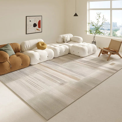 Cream Abstract Area Rug – Light Luxury Living Room Carpet