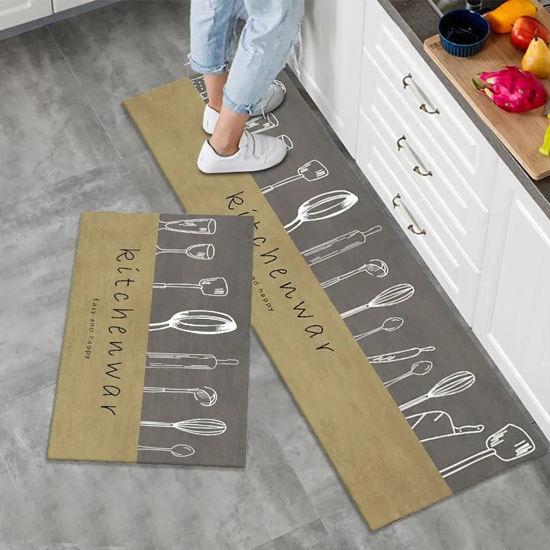 Kitchen Rug Set 2-Piece – Non-Slip Spice Print Floor Mats