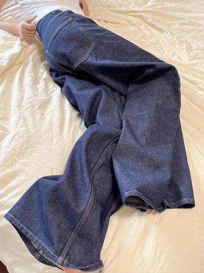 Wide Leg Jeans Women – Loose Straight Dark Wash Denim
