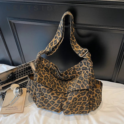 Leopard Print Canvas Tote Bag for Women