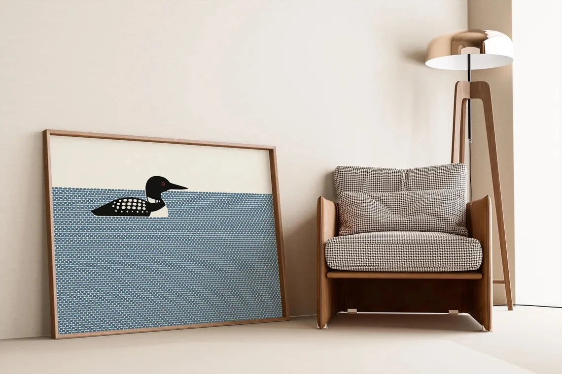 Loon Wall Art Print – Scandinavian Nordic Bird Poster for Lake House Decor