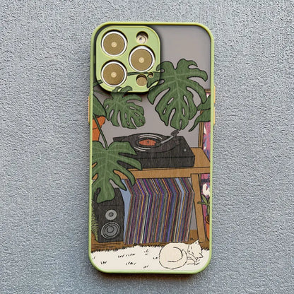 Retro Cat Vinyl Record iPhone Case – Aesthetic Cozy Cover