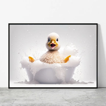 Cute Dog in Bathtub Wall Art Poster – Funny Puppy Canvas Print