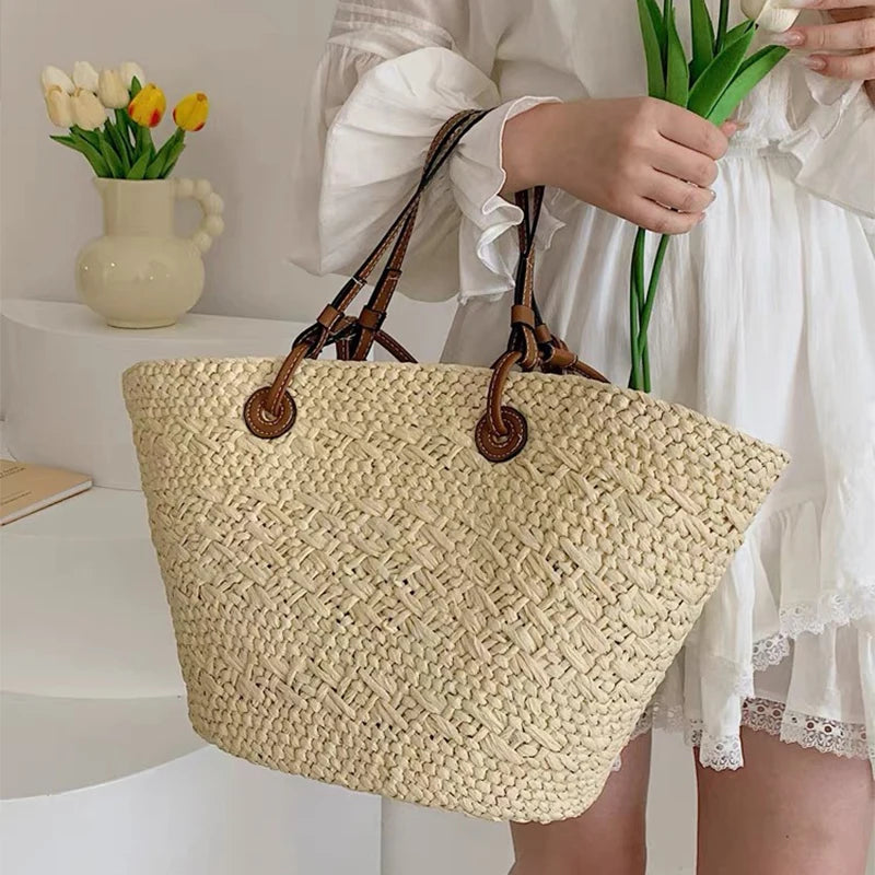Perfect Vacation Storage Bag Largecapacity Straw Woven