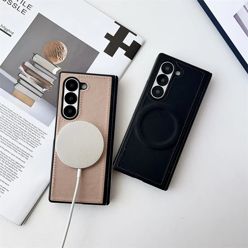 Samsung Galaxy Z Fold Vegan Leather MagSafe Case – Wireless Charging Compatible