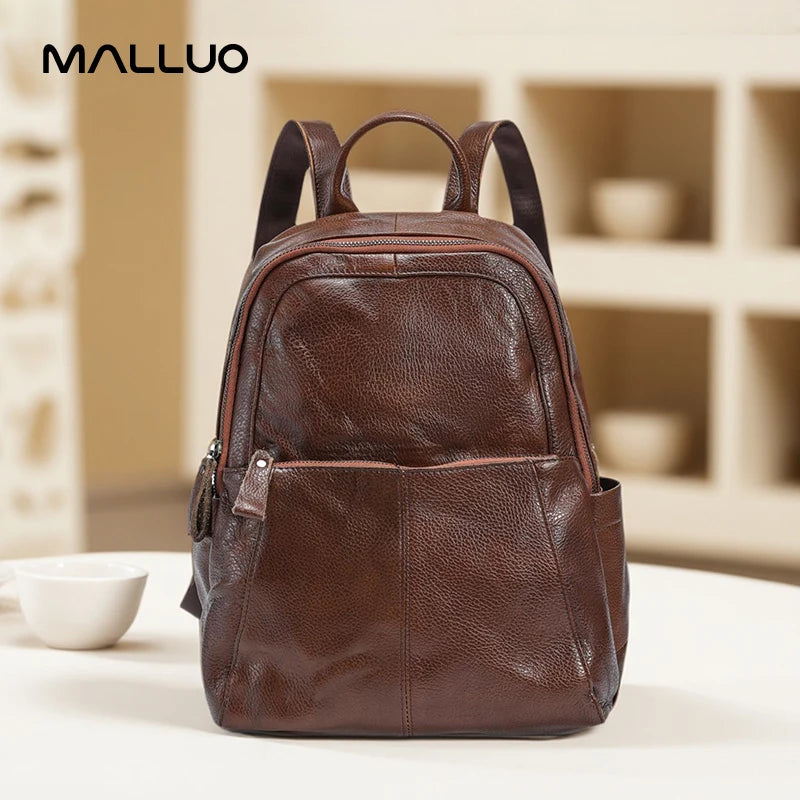 Genuine Cowhide Leather Backpack – Women's Luxury Travel Bag