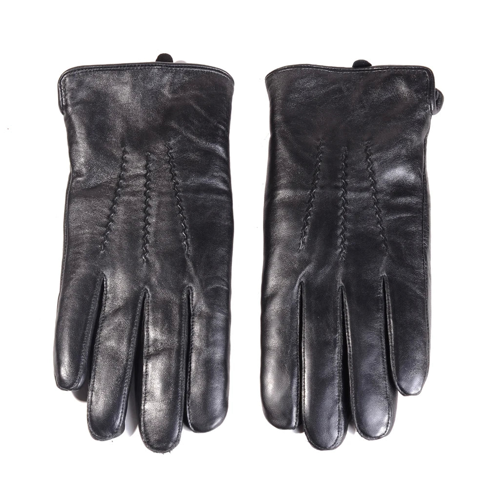Men S Real Leather Shearing Fur Lining Classical Black Winter Warm Driving Sports Outdoor Skiing