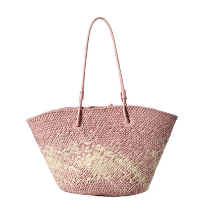 Straw Tote Bag for Women – Woven Raffia Beach Shoulder Handbag
