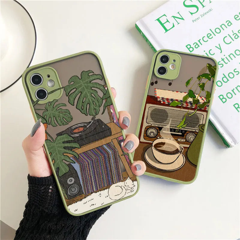 Retro Cat Vinyl Record iPhone Case – Aesthetic Cozy Cover