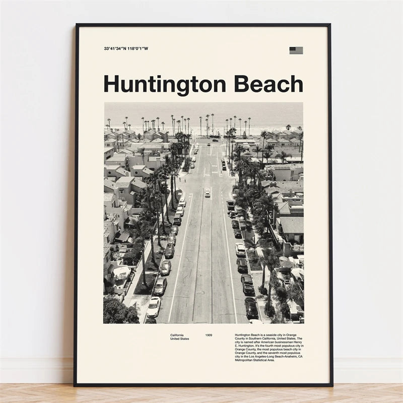 Retro City Poster – Mid-Century Modern Wall Art Print