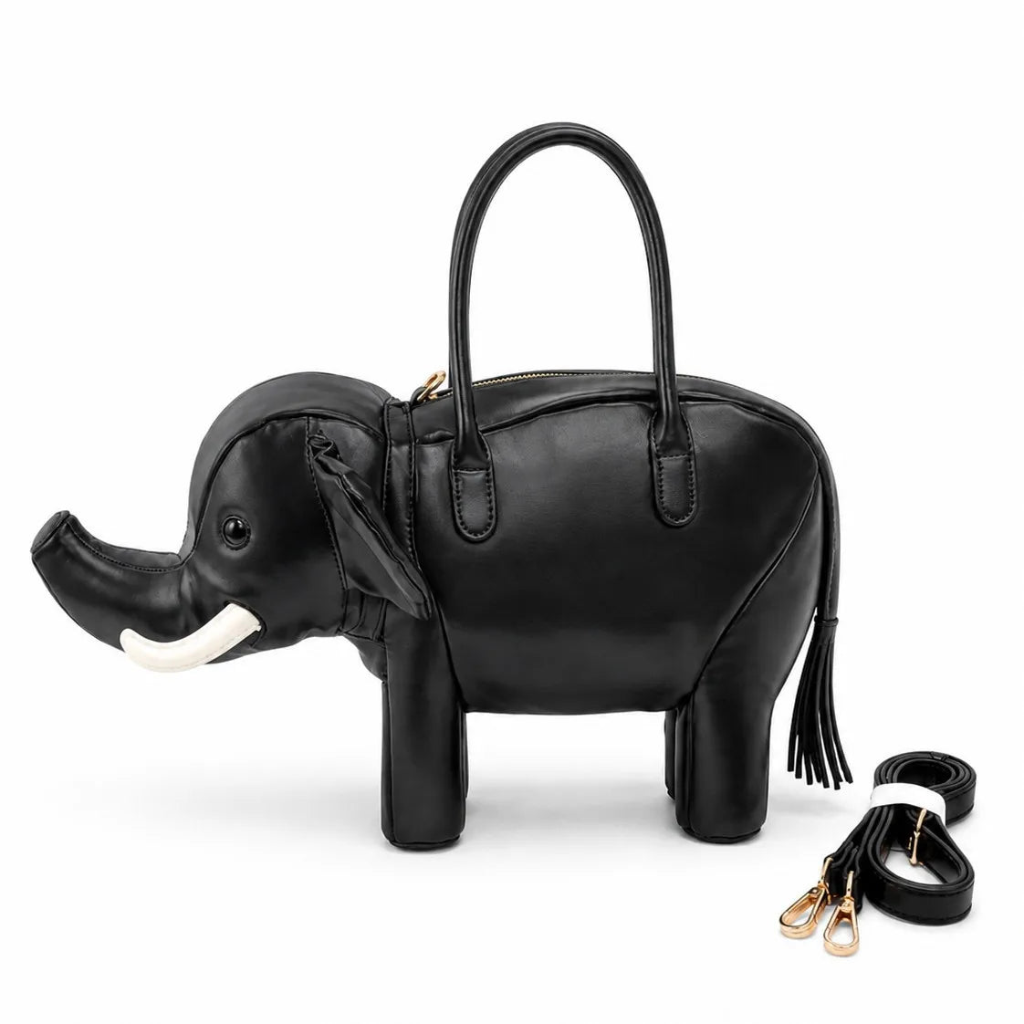 Creative Handbag Elephant Shape Shoulder Bag Pu Versatile Zipper Luxury Retro Casual Messenger