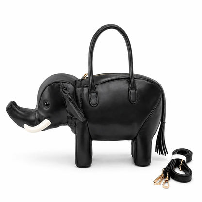 Creative Handbag Elephant Shape Shoulder Bag Pu Versatile Zipper Luxury Retro Casual Messenger