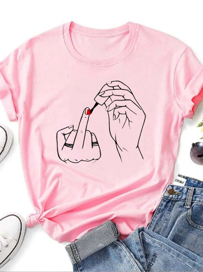 Funny Nail Polish Graphic Women's T-Shirt | Summer Casual Tee