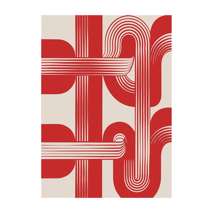 Retro Geometric Abstract Shapes Poster – Minimal Black & White Wall Art Unframed