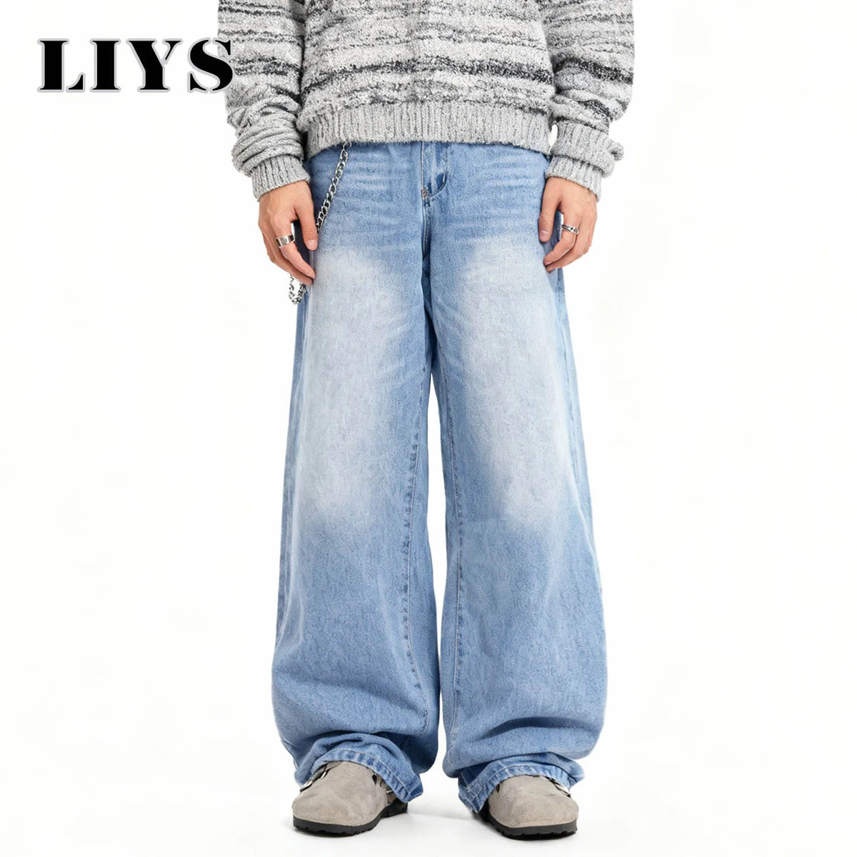 Y2K Baggy Wide Leg Jeans – Light Blue Retro Washed Denim