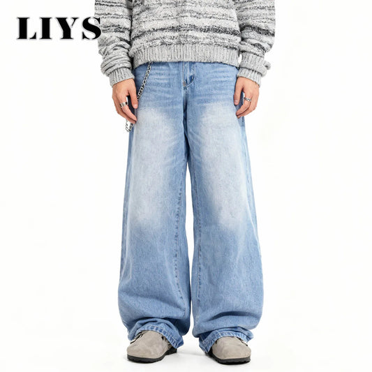 Y2K Baggy Wide Leg Jeans – Light Blue Retro Washed Denim