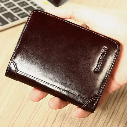 Men S Wallets 100 Cow Genuine Leather Short Wallet Male Cash Purses Clutch Boy 3 Fold Casual