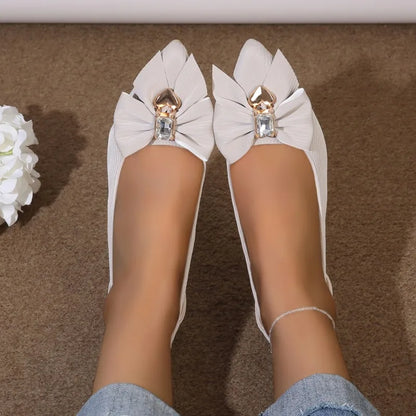 Bow Knot Pointed Toe Heels – Women's Elegant Kitten Heel Pumps